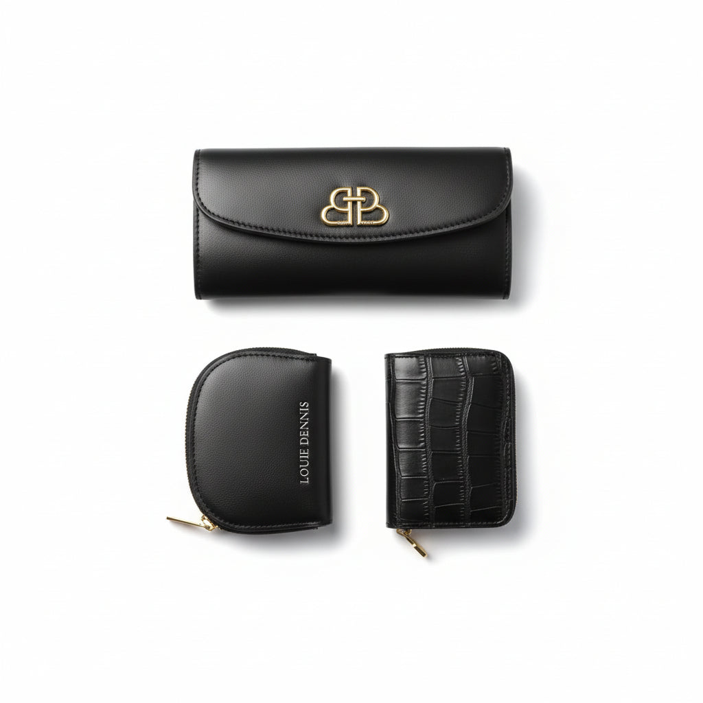 Louie Dennis Signature Black Wallet and Card Holder Gift Set