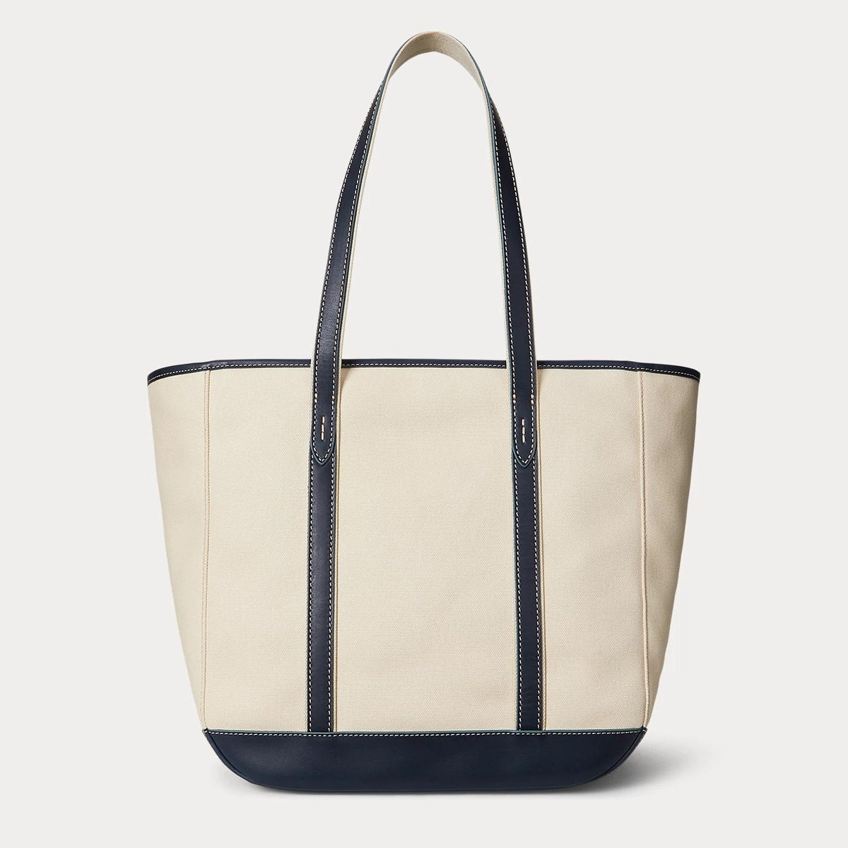 Polo Canvas and Leather Tote Bag in Beige and Red