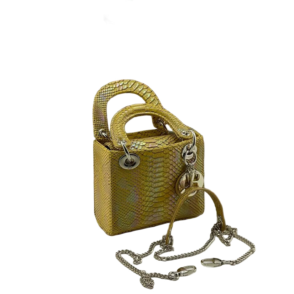 Dior Micro Lady Dior Bag in Yellow Iridescent Python 🐍✨💛