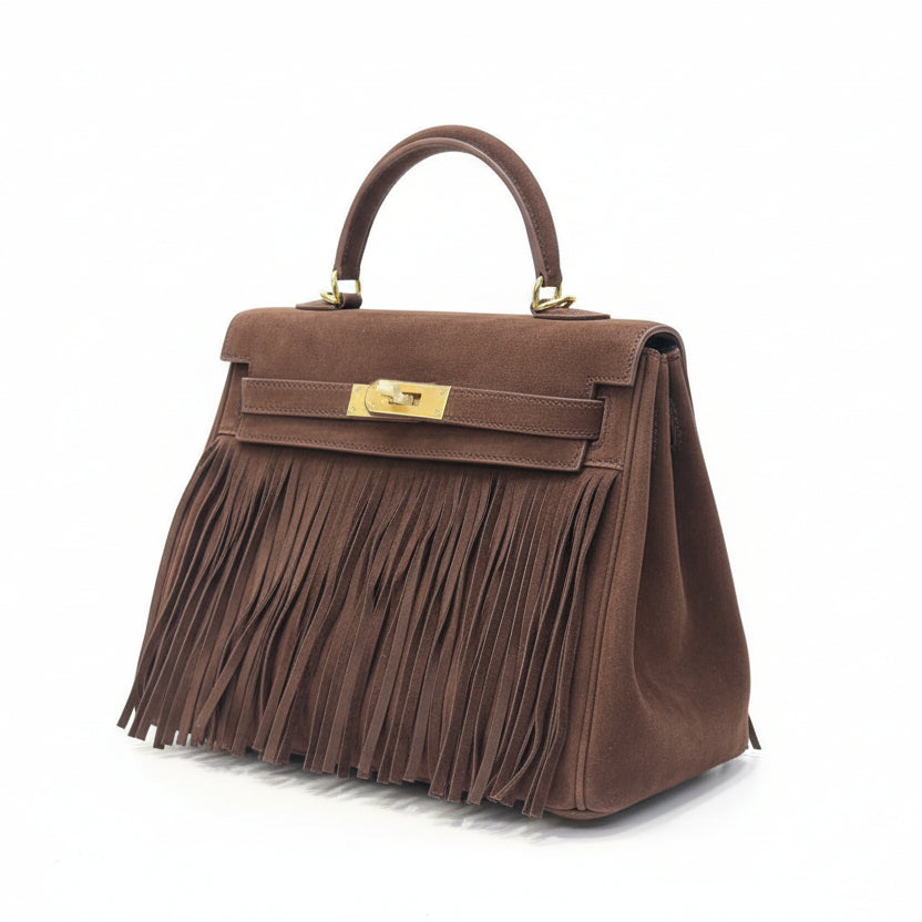 Hermès Kelly 35 Ghillies Fringe Suede Handbag 👜✨🍂