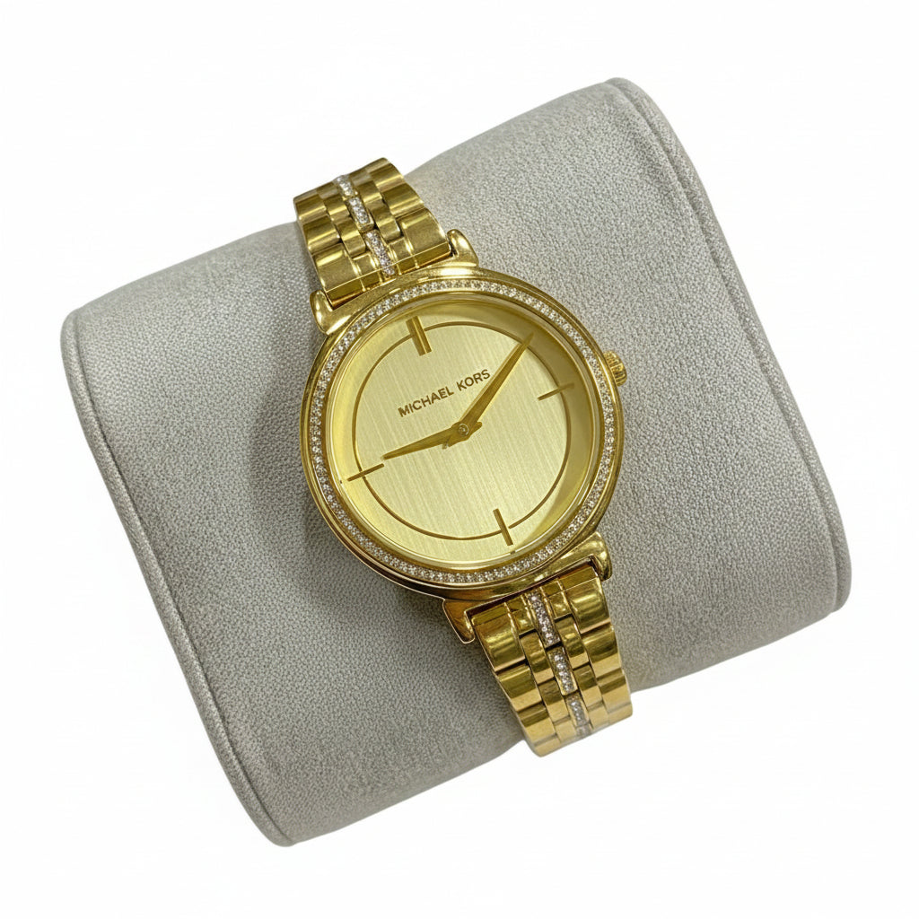 Mk Gold-Tone Crystal Bezel Watch ⌚✨💛