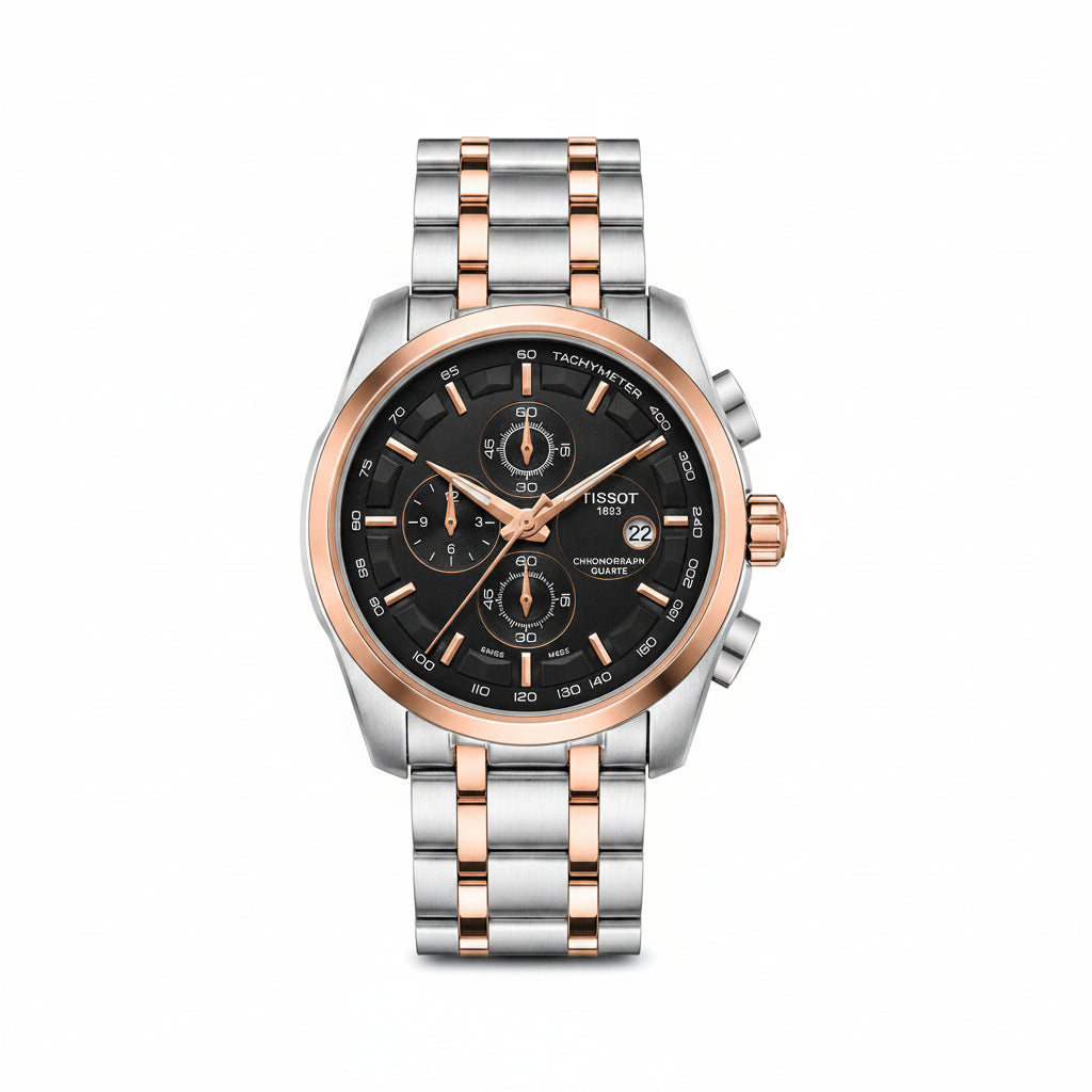 Tissot Chronograph: Rose Gold & Silver Stainless Steel ⌚⏱️✨