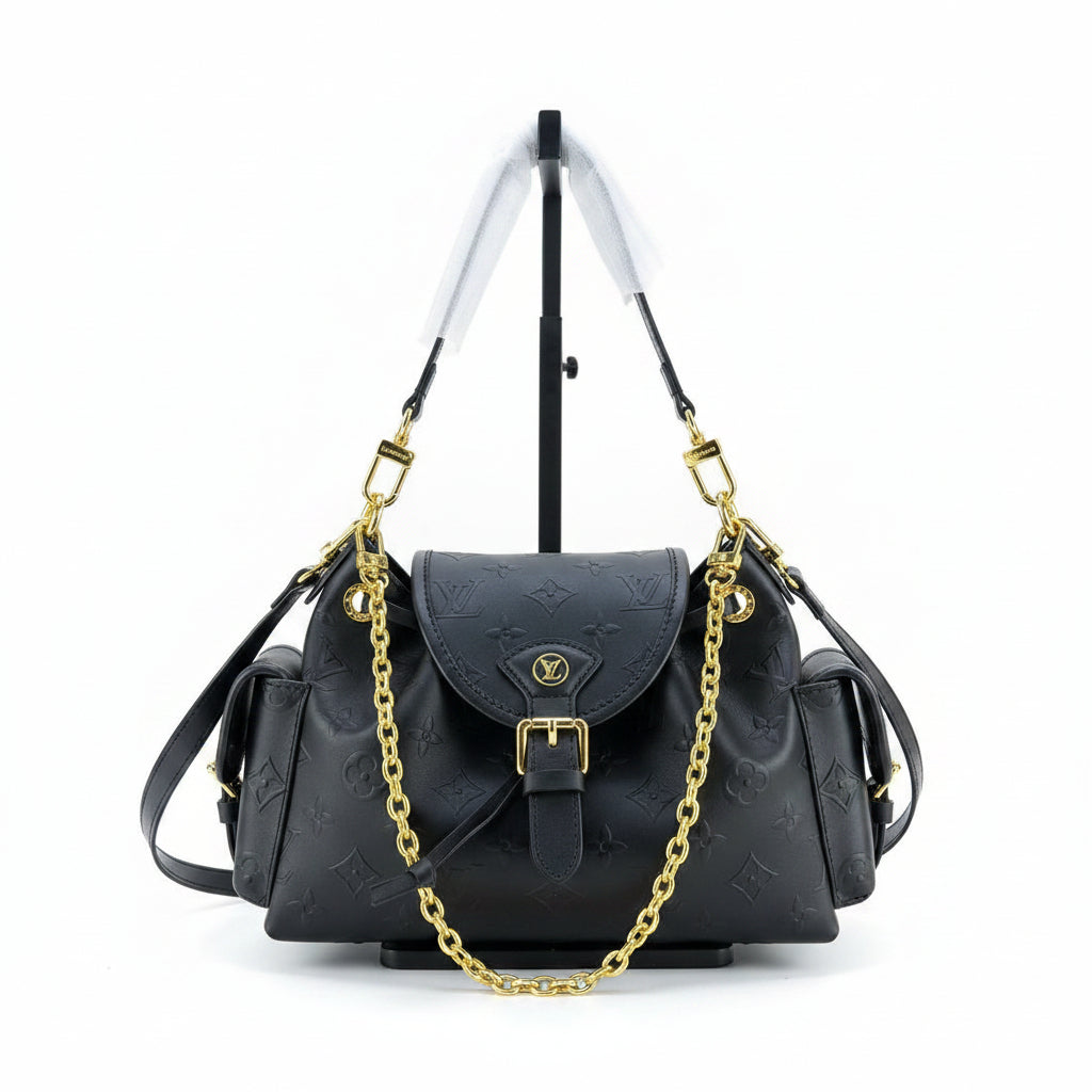 Monogram Empreinte Style Black Bag with Gold Chain Detail 🖤✨