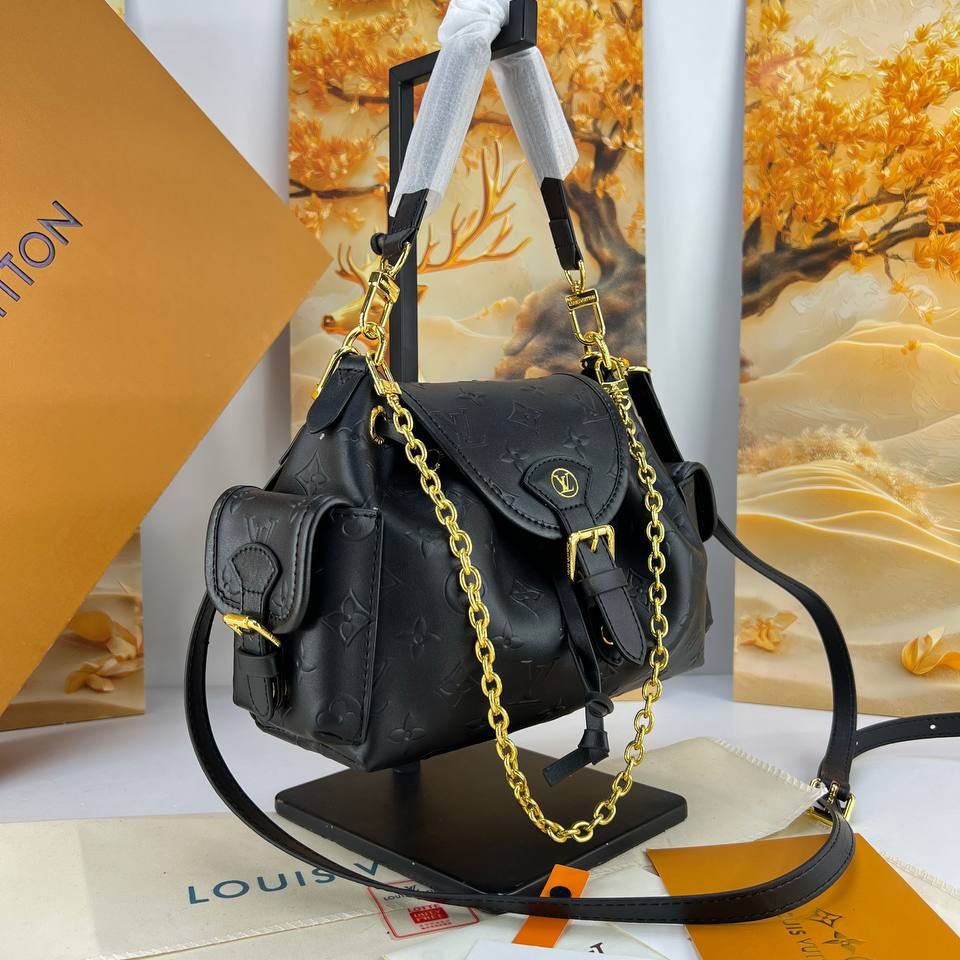 Monogram Empreinte Style Black Bag with Gold Chain Detail 🖤✨