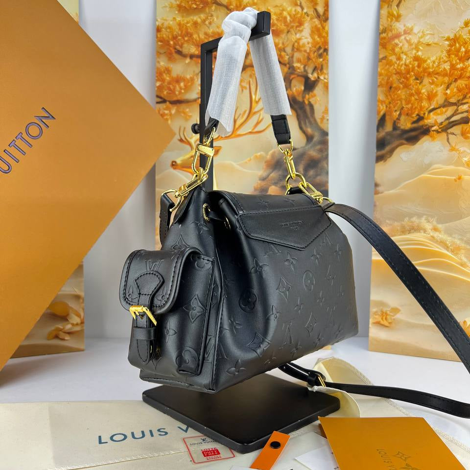 Monogram Empreinte Style Black Bag with Gold Chain Detail 🖤✨