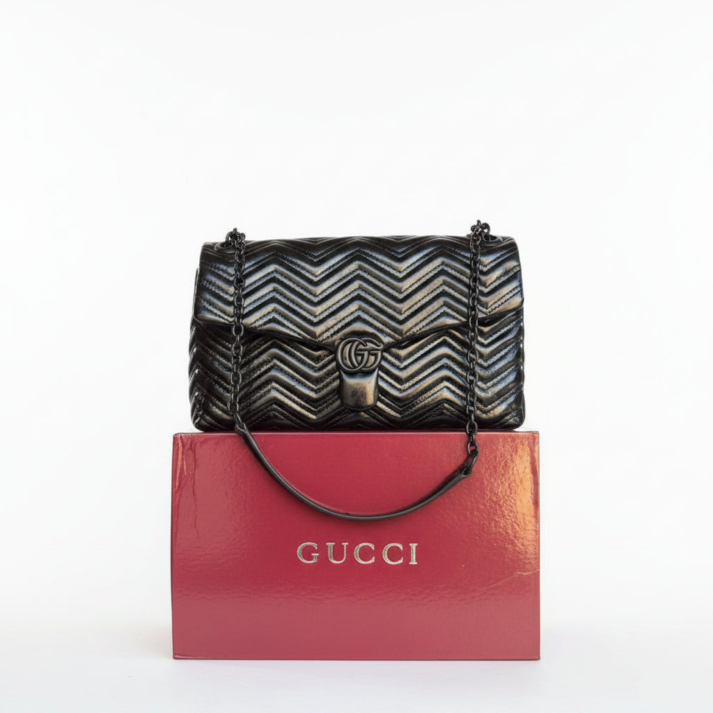 Elegant Black Marmont Style Quilted Chain Bag 🖤✨