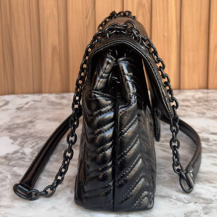 Elegant Black Marmont Style Quilted Chain Bag 🖤✨