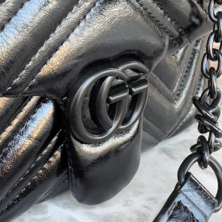 Elegant Black Marmont Style Quilted Chain Bag 🖤✨