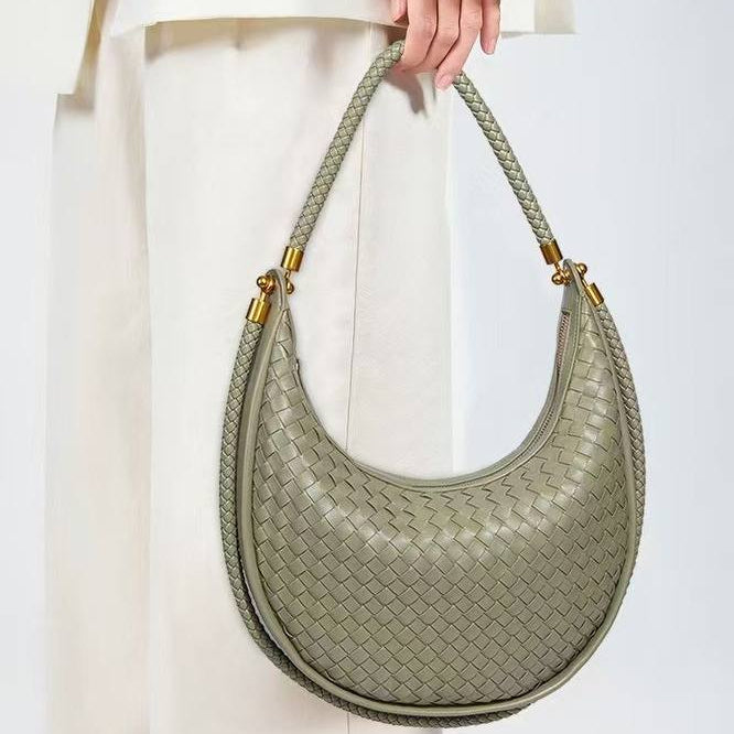Bottega Style Woven Crescent Shoulder Bag 👜✨