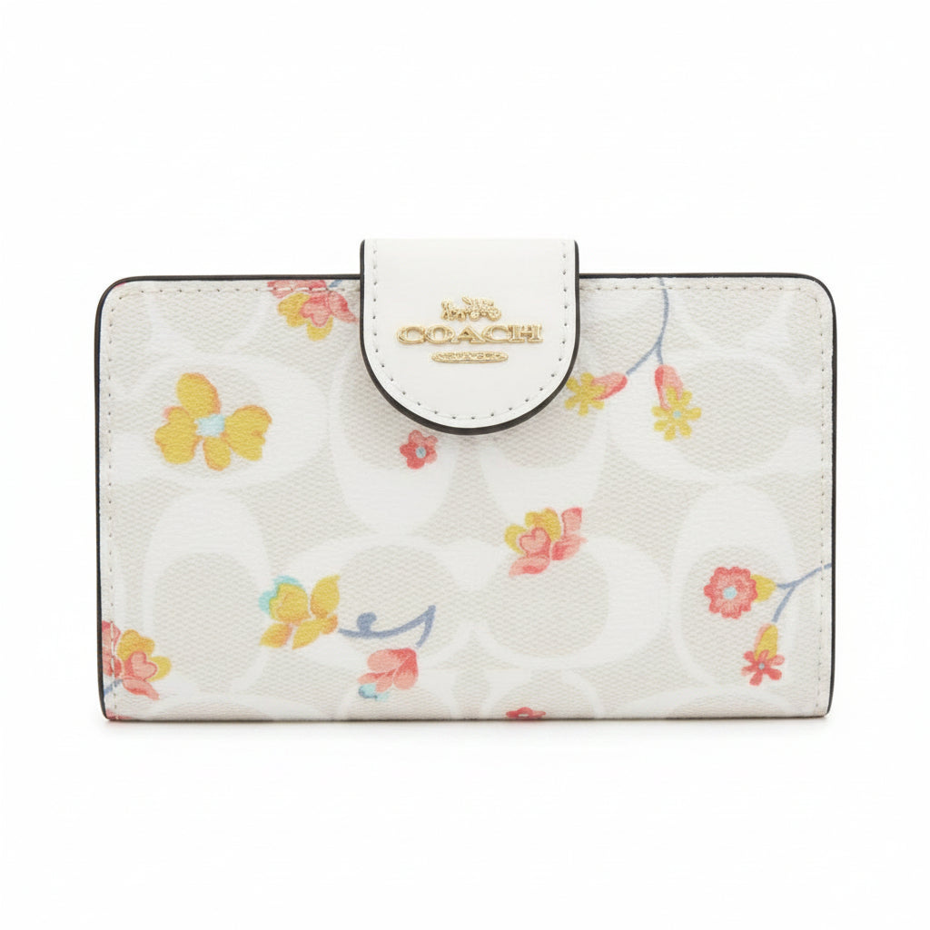 Coach Floral Print Signature Canvas Wallet in Chalk Multi 🌸✨