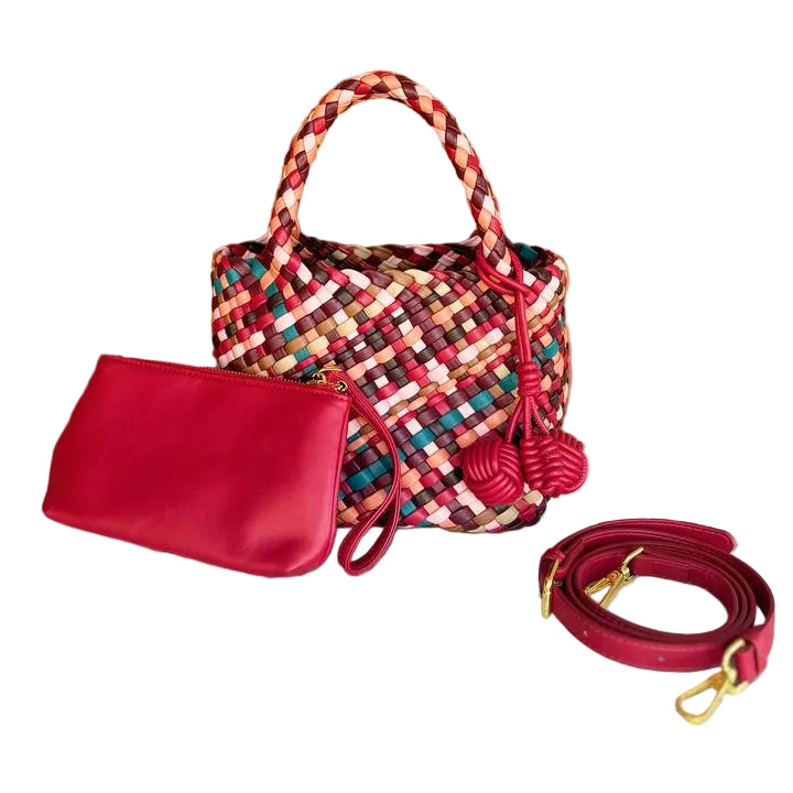 Bottega Veneta Multi-Color Woven Handbag with Detachable Pouch 👜✨