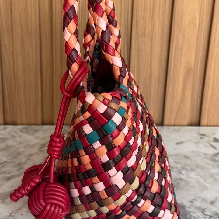 Bottega Veneta Multi-Color Woven Handbag with Detachable Pouch 👜✨