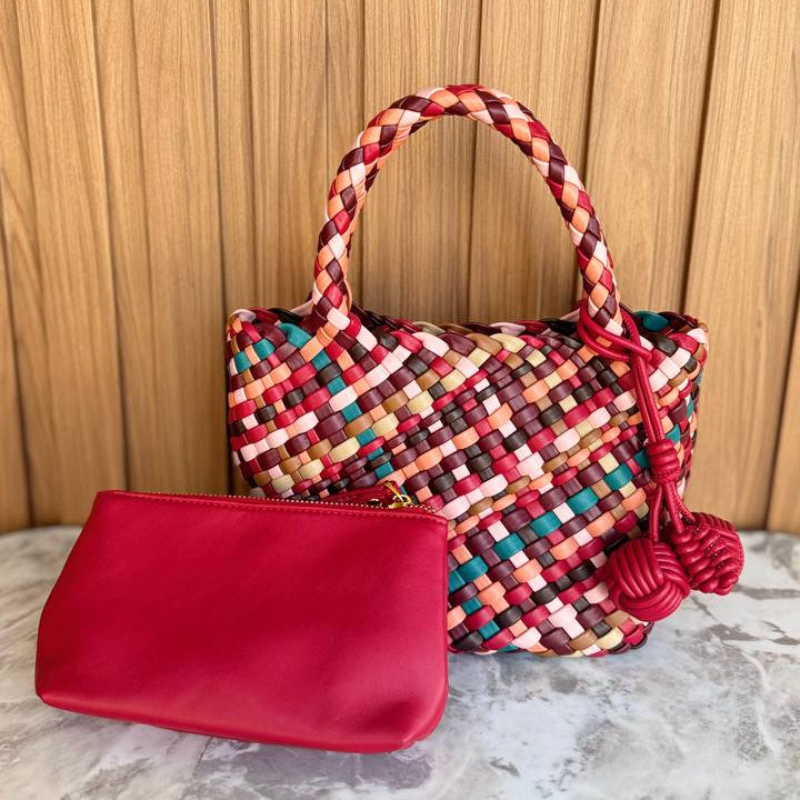Bottega Veneta Multi-Color Woven Handbag with Detachable Pouch 👜✨