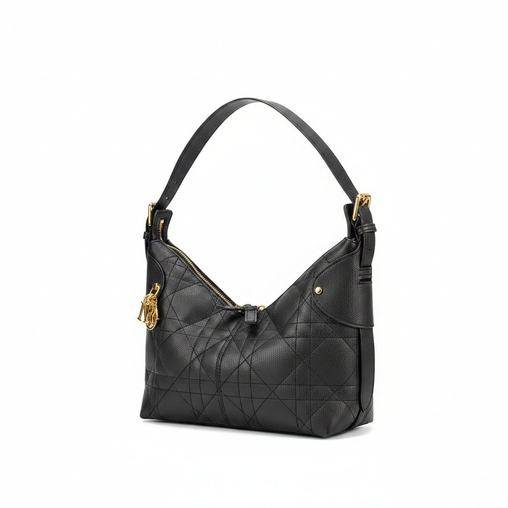 Dior Quilted Leather Shoulder Bag in Black with Gold Hardware 👜✨