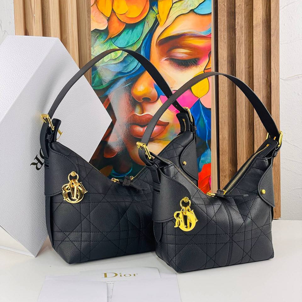 Dior Quilted Leather Shoulder Bag in Black with Gold Hardware 👜✨