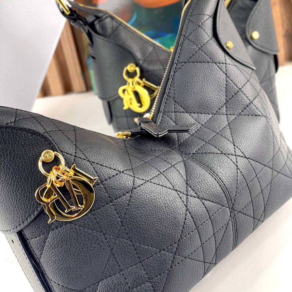 Dior Quilted Leather Shoulder Bag in Black with Gold Hardware 👜✨