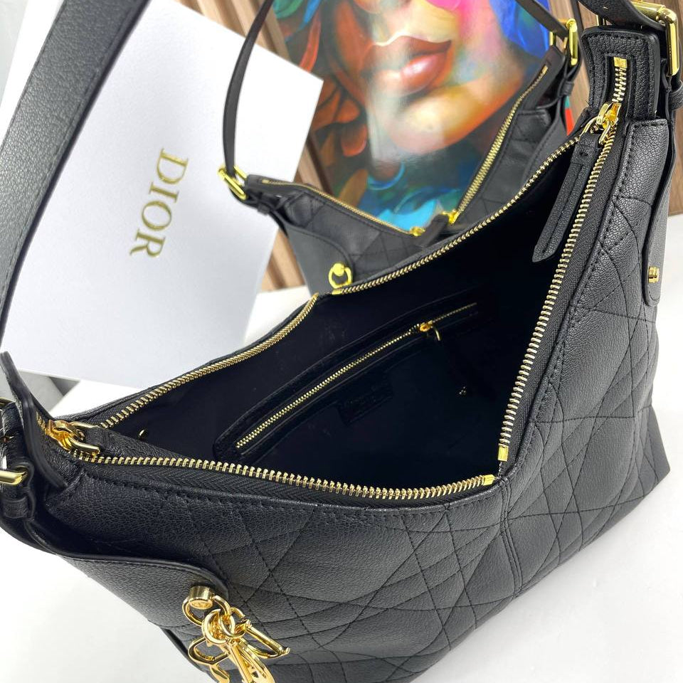 Dior Quilted Leather Shoulder Bag in Black with Gold Hardware 👜✨