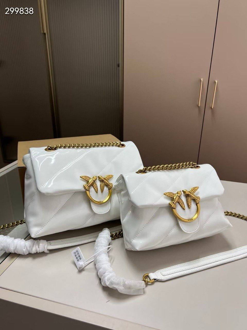 PINKO Patent Leather Shoulder Bag with Iconic Gold Bird Logo ✨👜