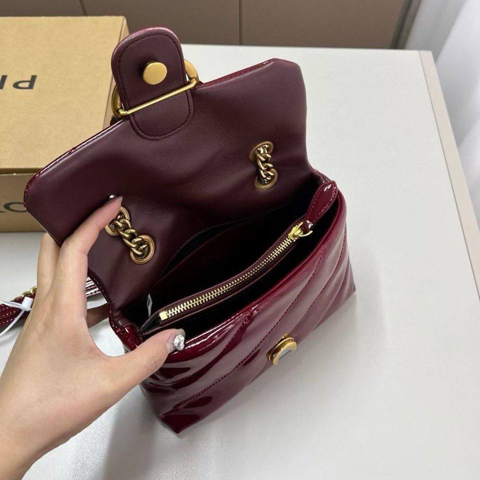 PINKO Patent Leather Shoulder Bag with Iconic Gold Bird Logo ✨👜