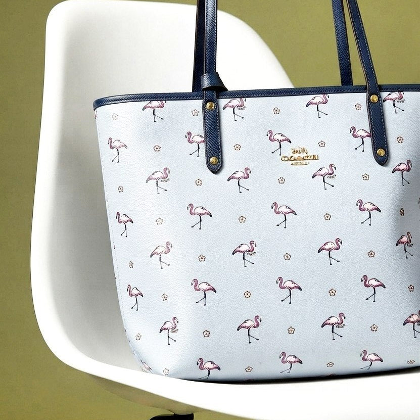 Coach Flamingo Print Tote Bag with Matching Pouch 🦩🌸👜