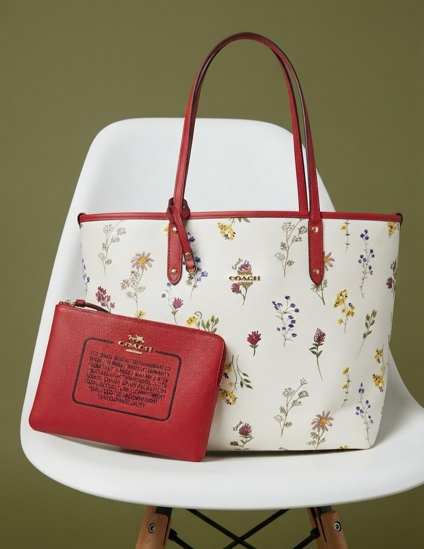 Coach Flamingo Print Tote Bag with Matching Pouch 🦩🌸👜