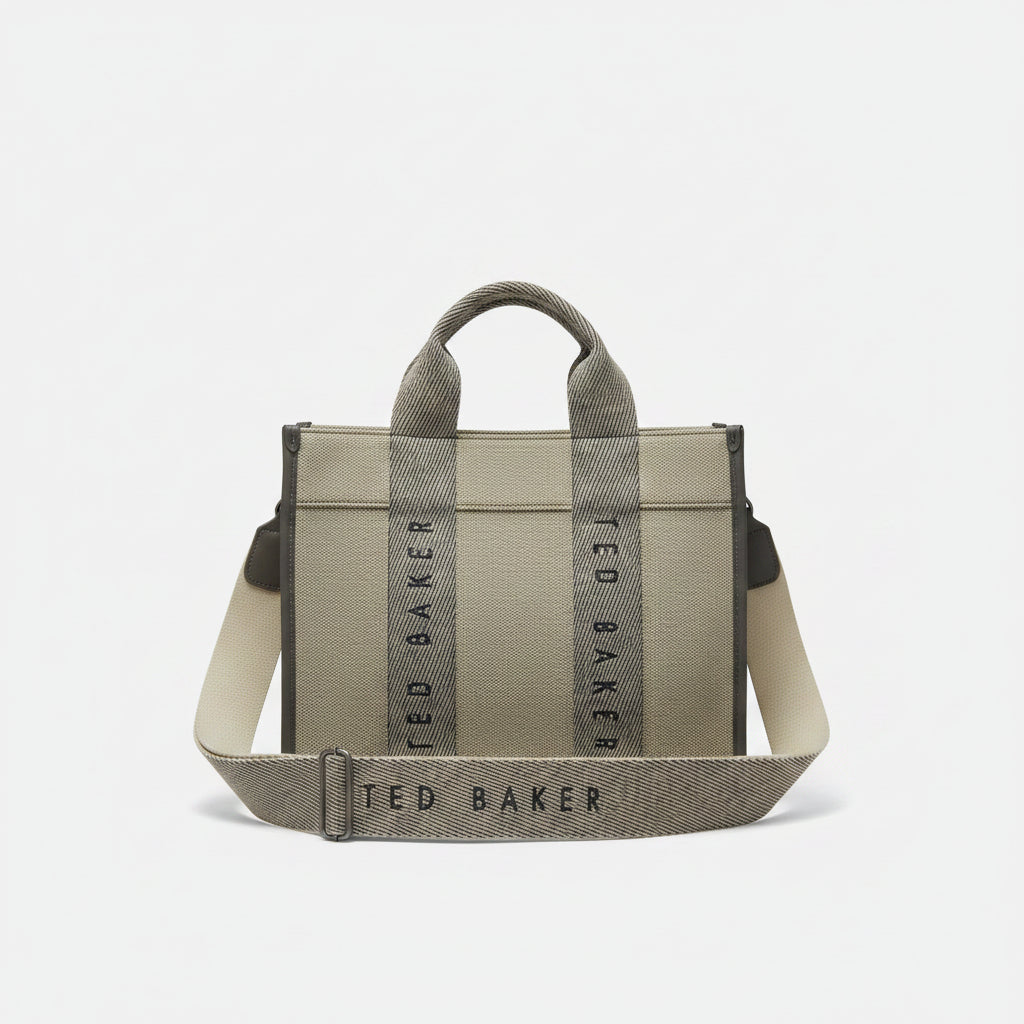 Ted Baker Canvas Crossbody Tote in Beige and Brown