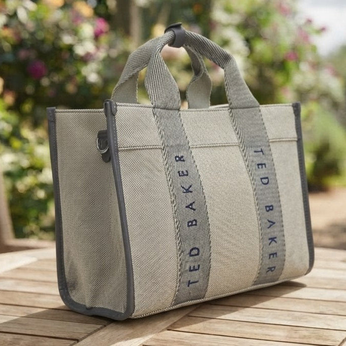 Ted Baker Canvas Crossbody Tote in Beige and Brown
