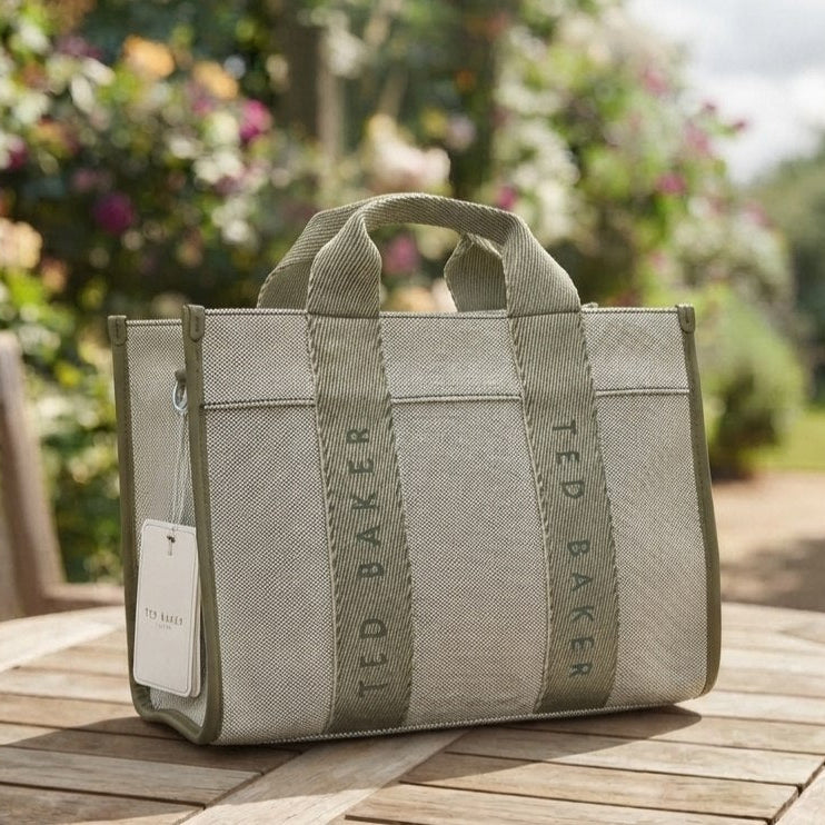 Ted Baker Canvas Crossbody Tote in Beige and Brown