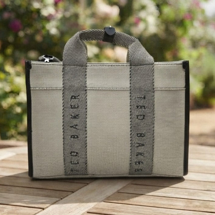 Ted Baker Canvas Crossbody Tote in Beige and Brown