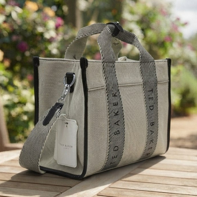 Ted Baker Canvas Crossbody Tote in Beige and Brown