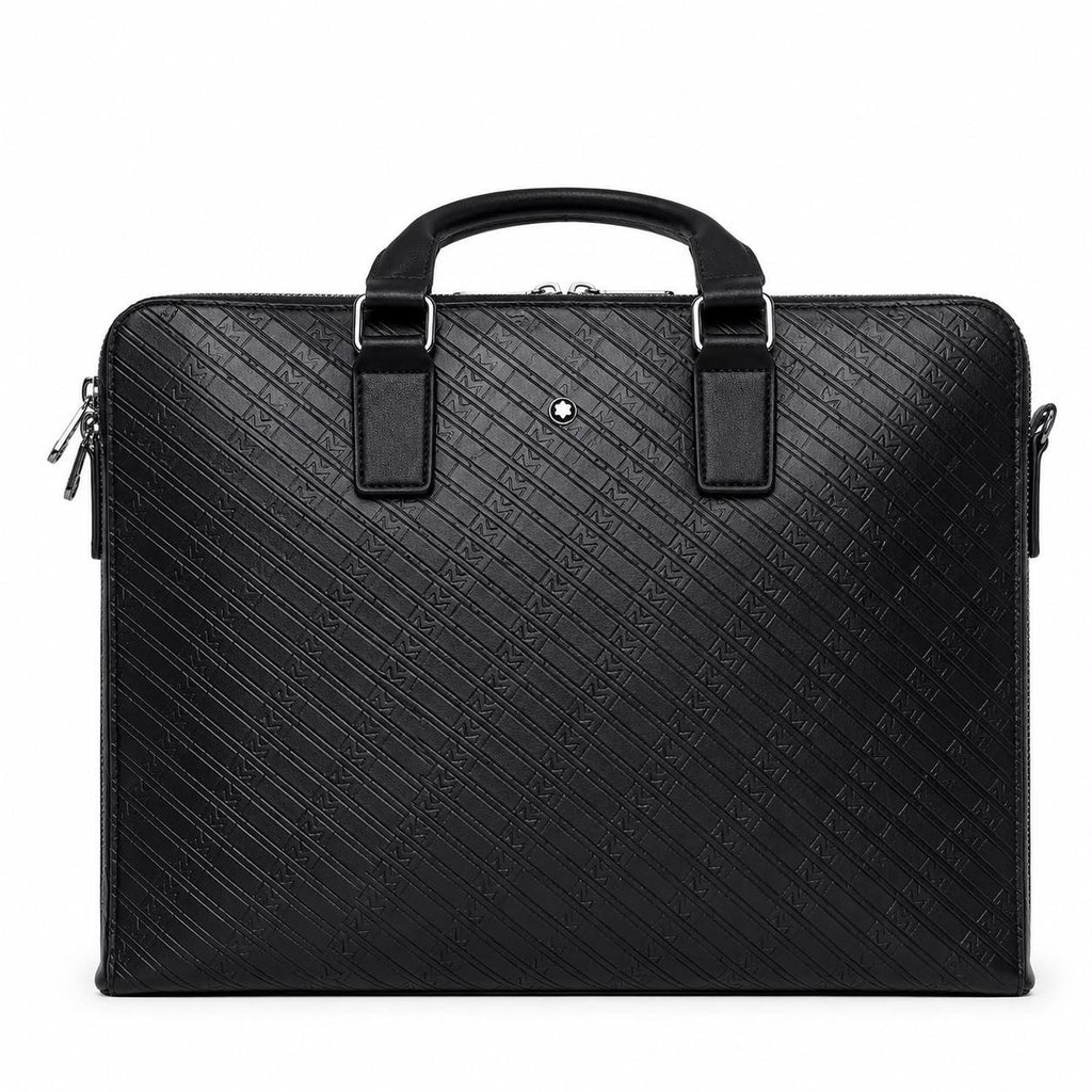 Montblanc Embossed Leather Laptop Bag in Black