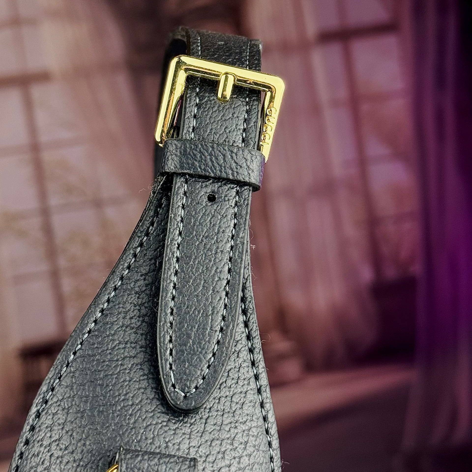 Gucci Floral Canvas Shoulder Bag with Gold Tone Hardware