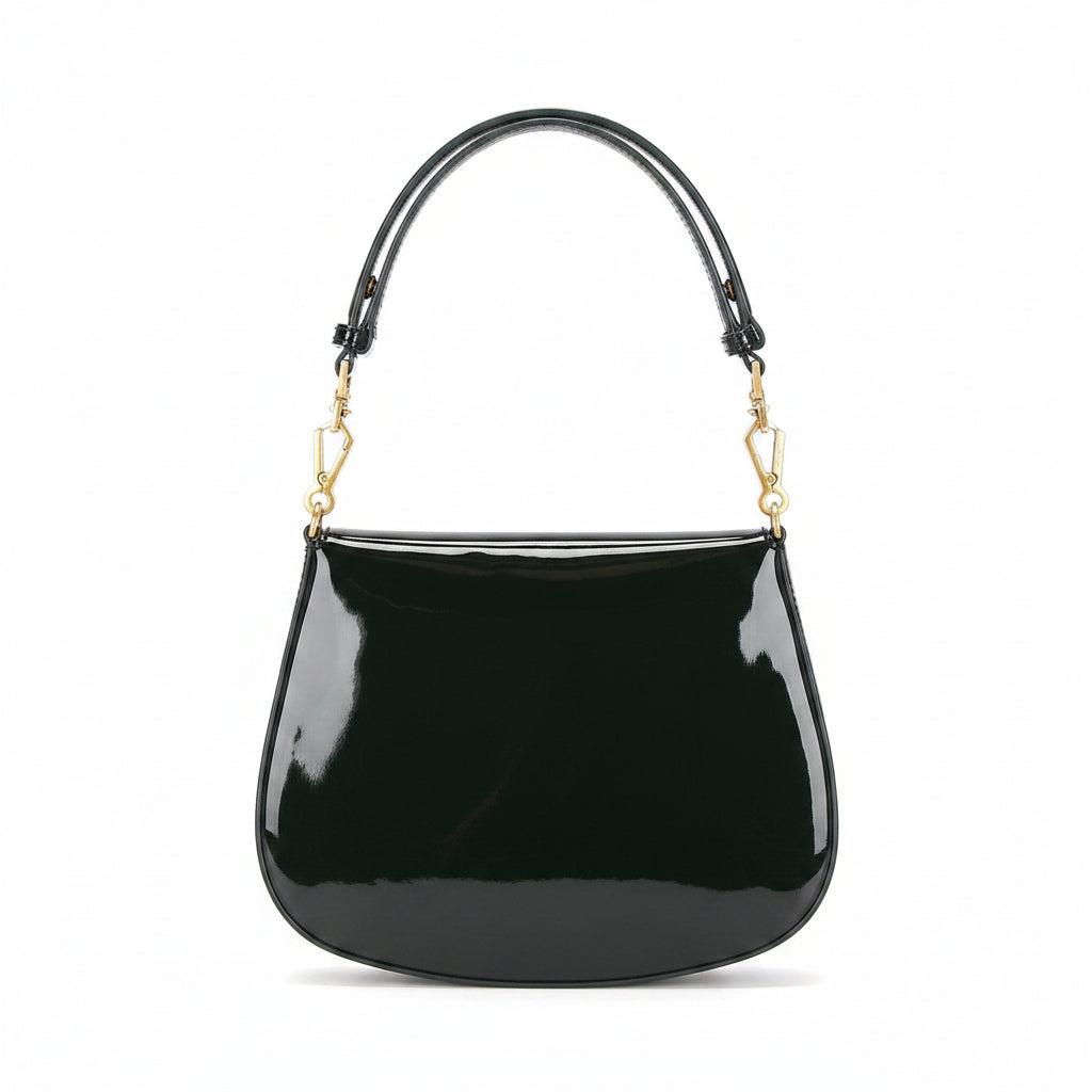 YSL Patent Leather Shoulder Bag with Gold Tone Hardware