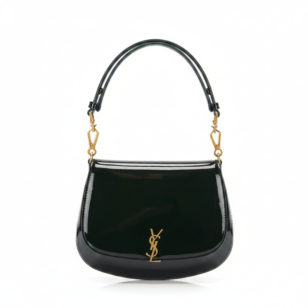 YSL Patent Leather Shoulder Bag with Gold Tone Hardware