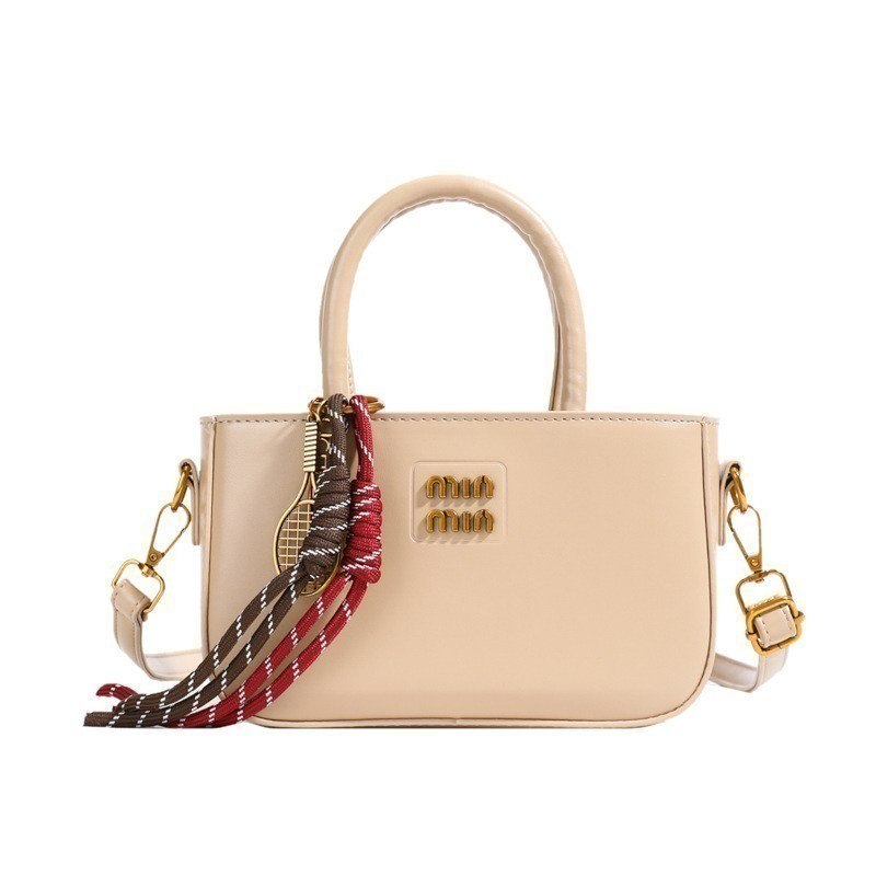 Miu Miu Inspired Tennis Racket Charm Handbag in Beige