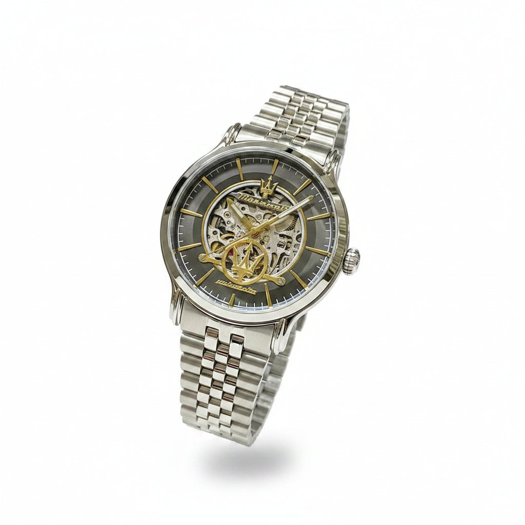 Maserati Epoca Automatic Skeleton Watch with Gold Tone Accents