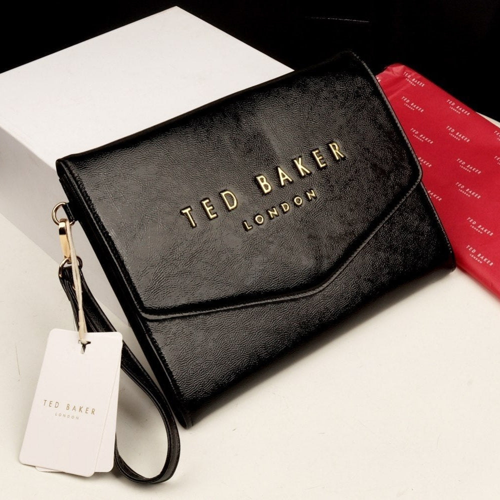 Ted Baker London Envelope Clutch in Polished Black