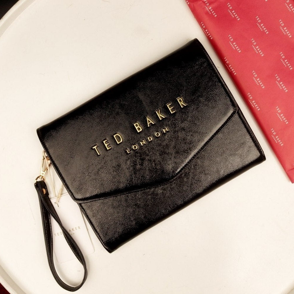 Ted Baker London Envelope Clutch in Polished Black