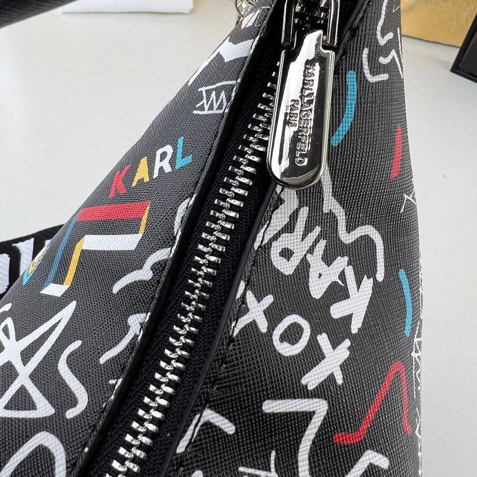 Karl Lagerfeld Graffiti Print Signature Character Shoulder Bag