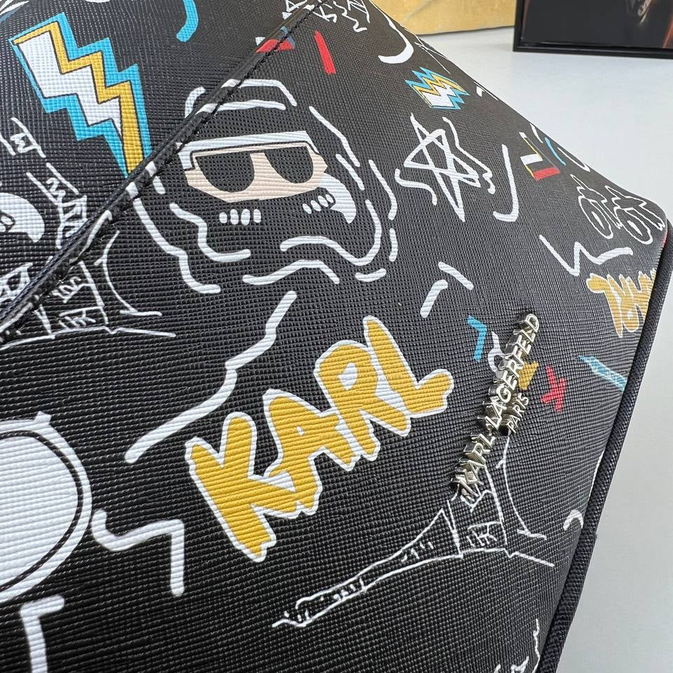 Karl Lagerfeld Graffiti Print Signature Character Shoulder Bag