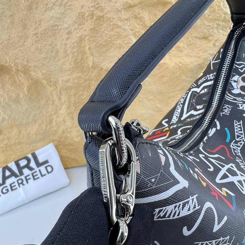 Karl Lagerfeld Graffiti Print Signature Character Shoulder Bag