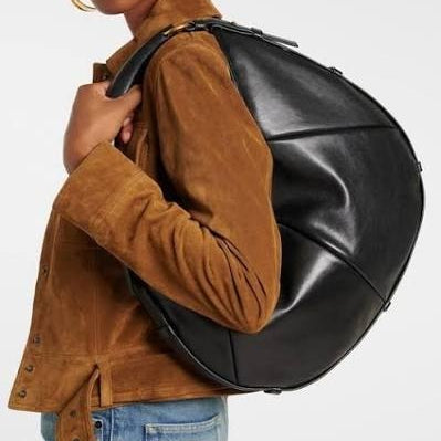 Saint Laurent Large Crescent Shoulder Bag in Black Vegan Microfiber