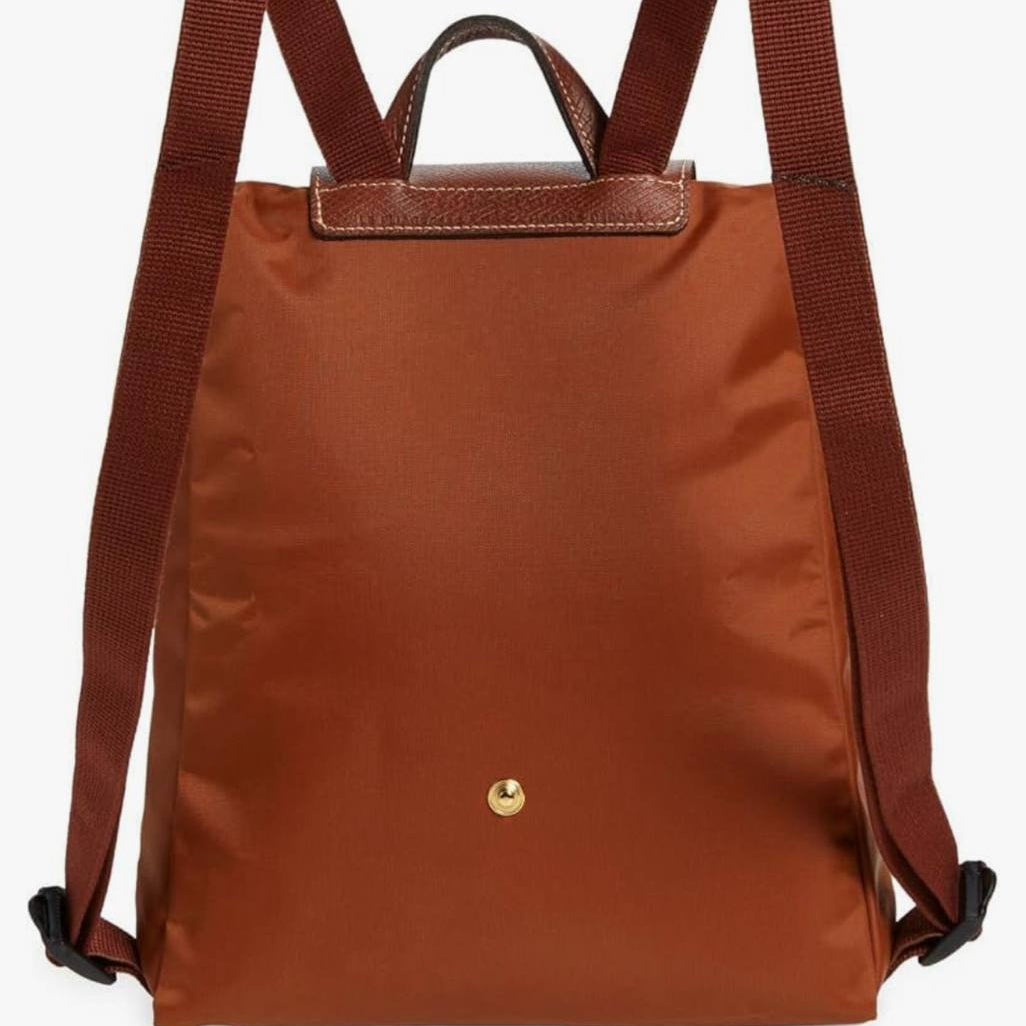 Classic Longchamp Style Compact Backpack in Brown