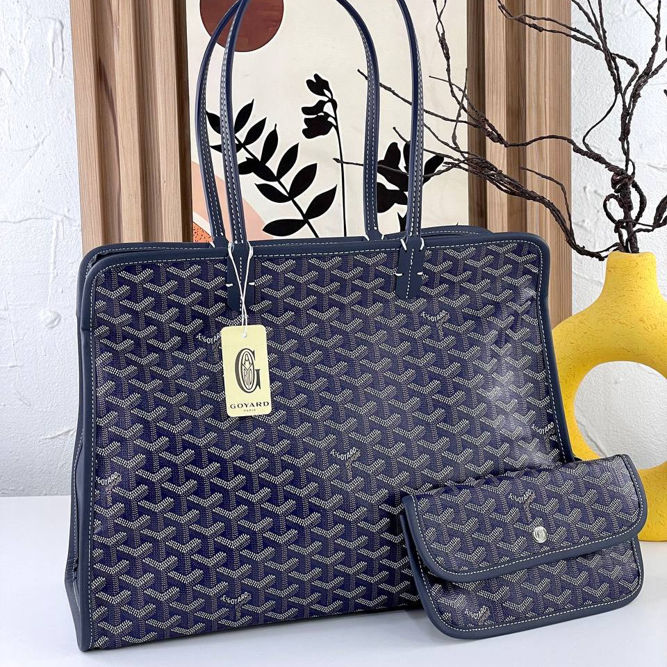 Goyard Monogram Signature Leather Trim Tote with Pouch