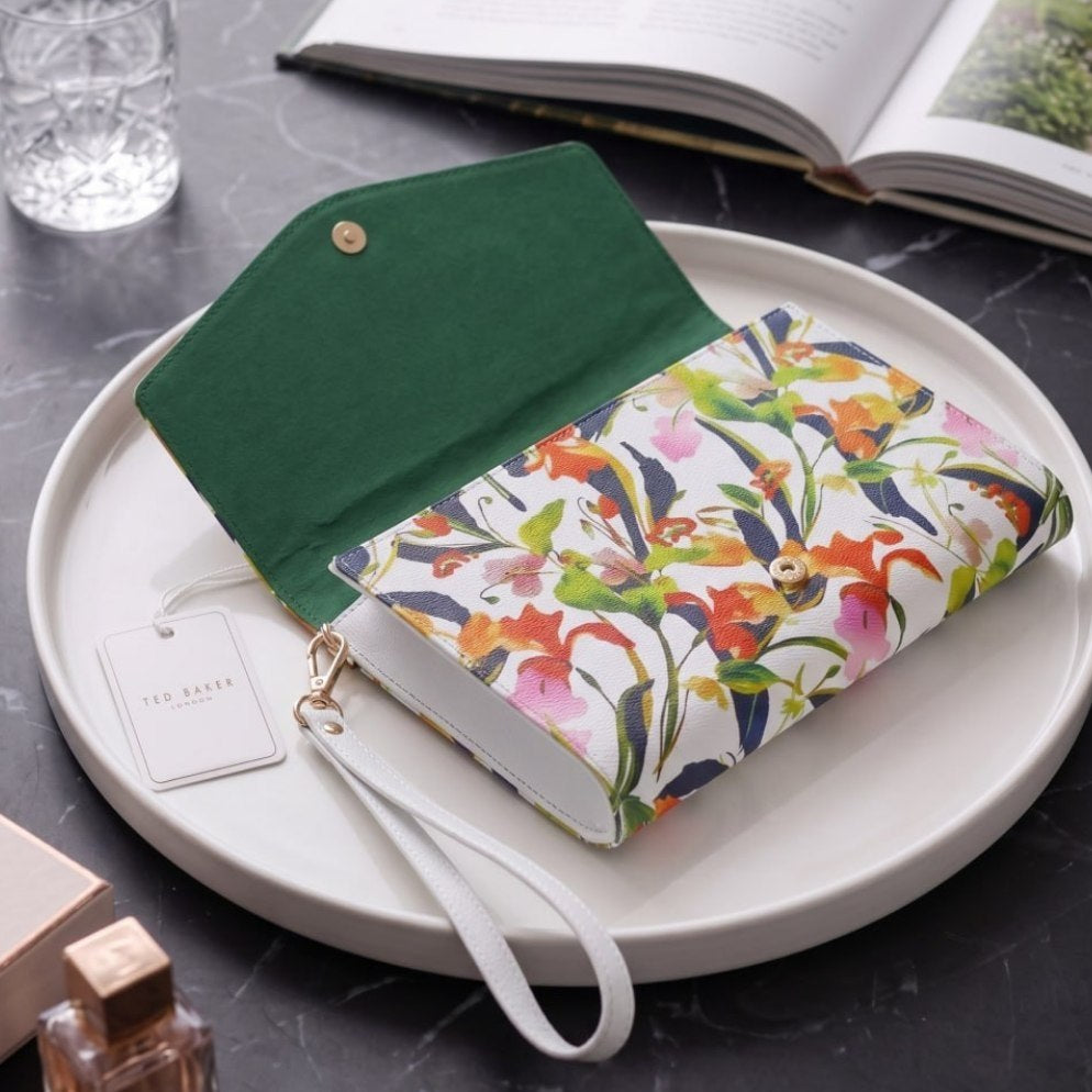 Ted Baker Floral Print Clutch Bag in White Multi