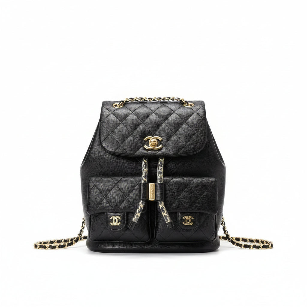 Chanel Quilted Backpack with Gold-Tone Chain Straps