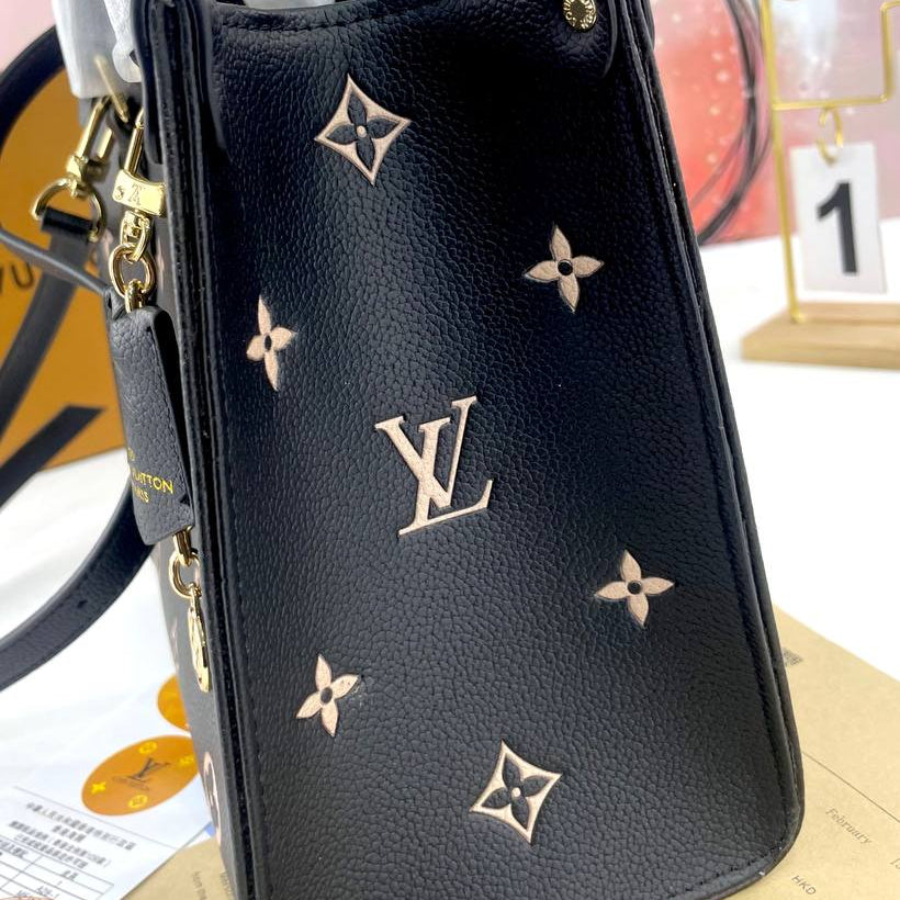 Monogram Empreinte Style Black Tote Bag with Detachable Strap