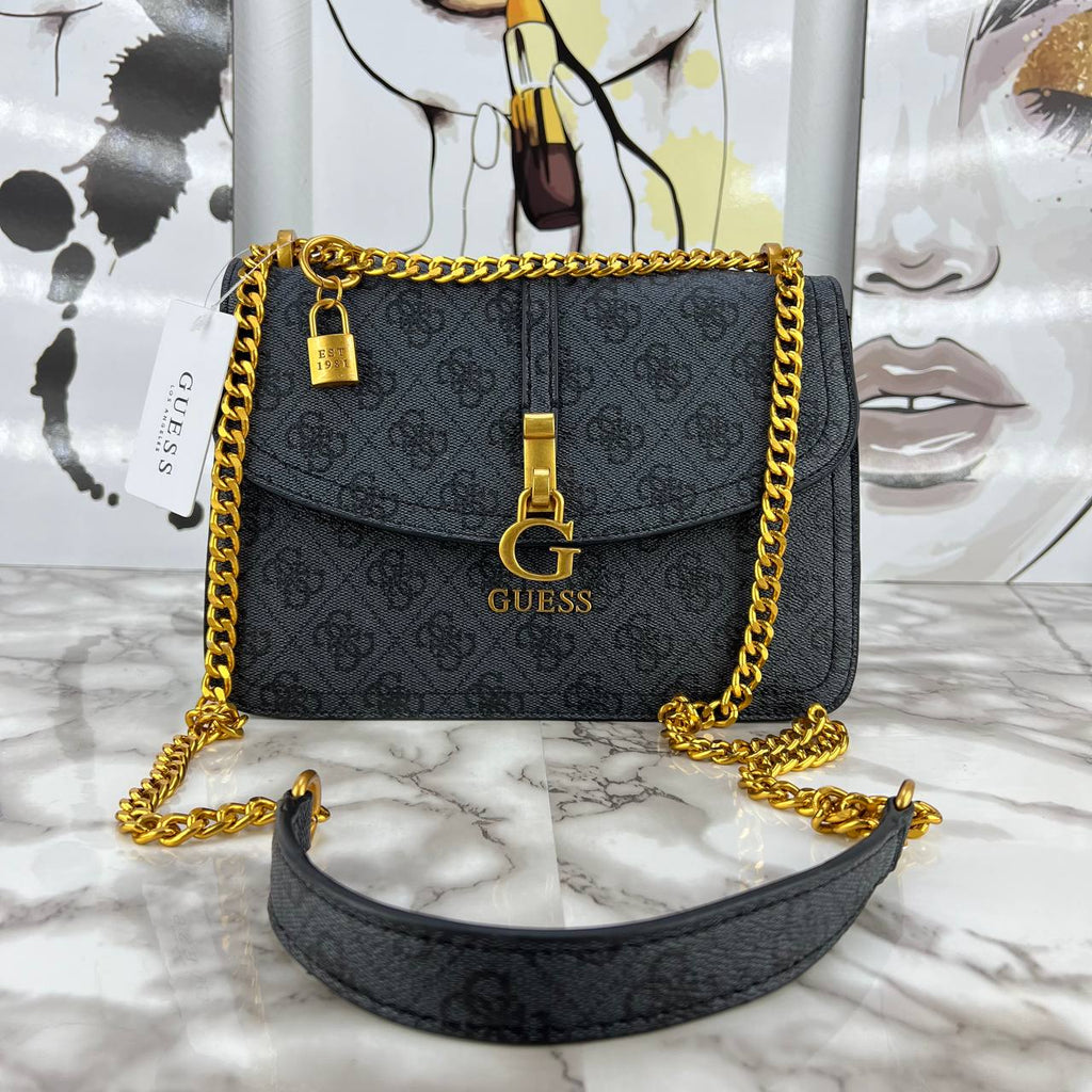Guess Logo Denim & Croc-Effect Shoulder Bag 👜💙✨