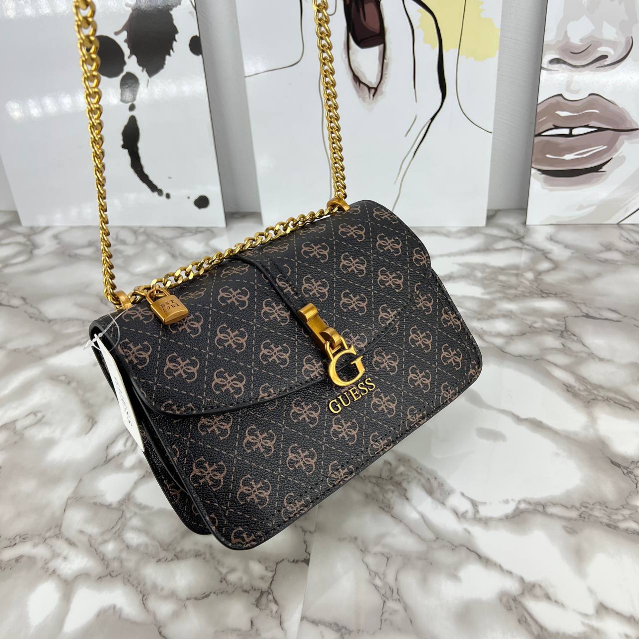 Guess Logo Denim & Croc-Effect Shoulder Bag 👜💙✨