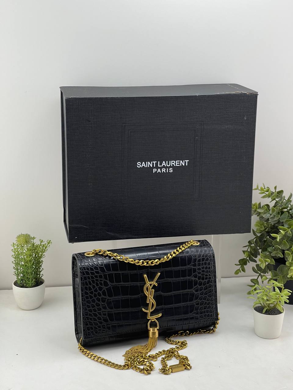 Saint Laurent Kate Tassel Chain Wallet in Black Grain de Poudre Leather 🖤✨👜